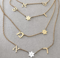 Taly Initials and Star of David Diamond Necklace