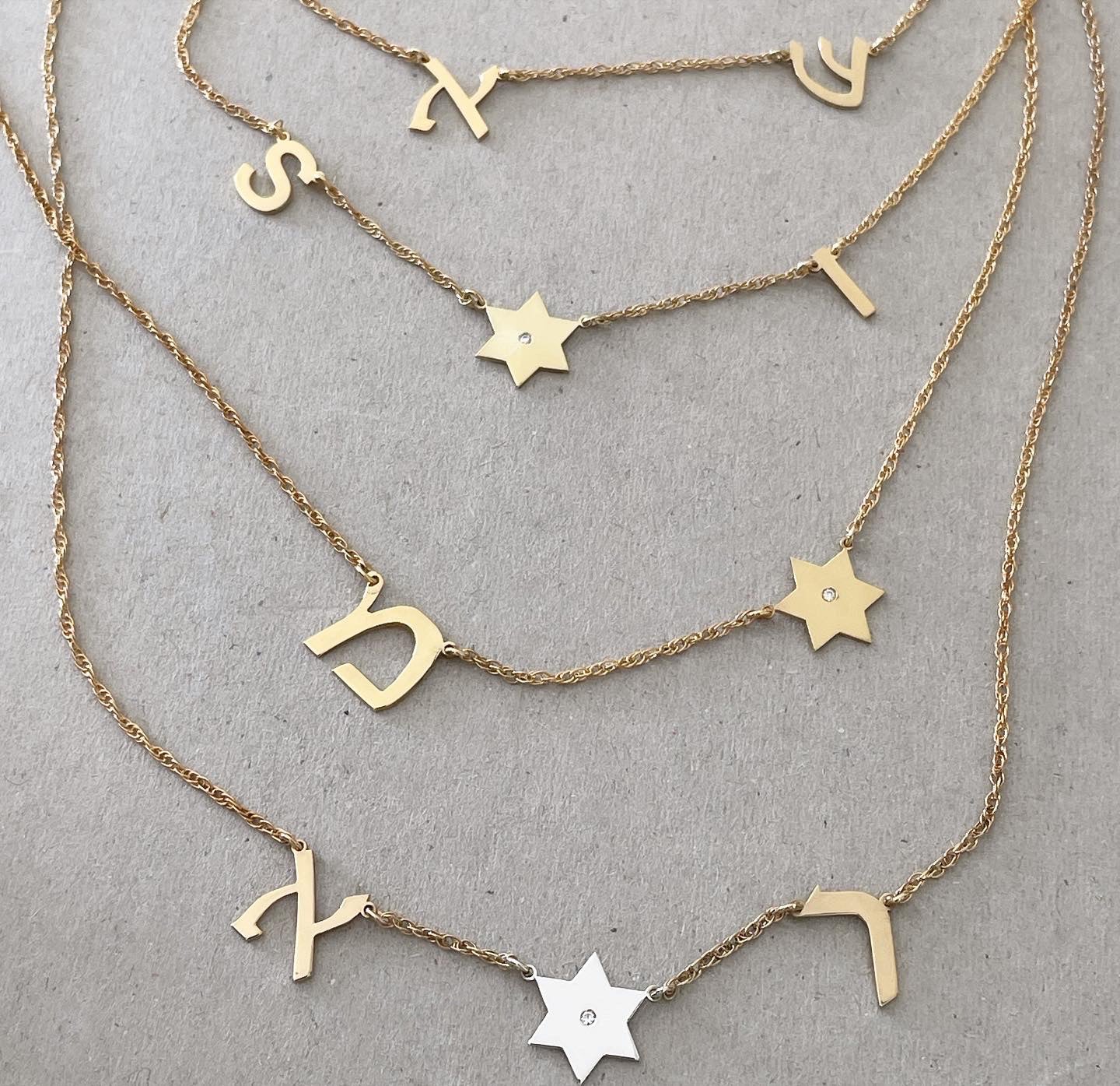 Taly Initials and Star of David Diamond Necklace