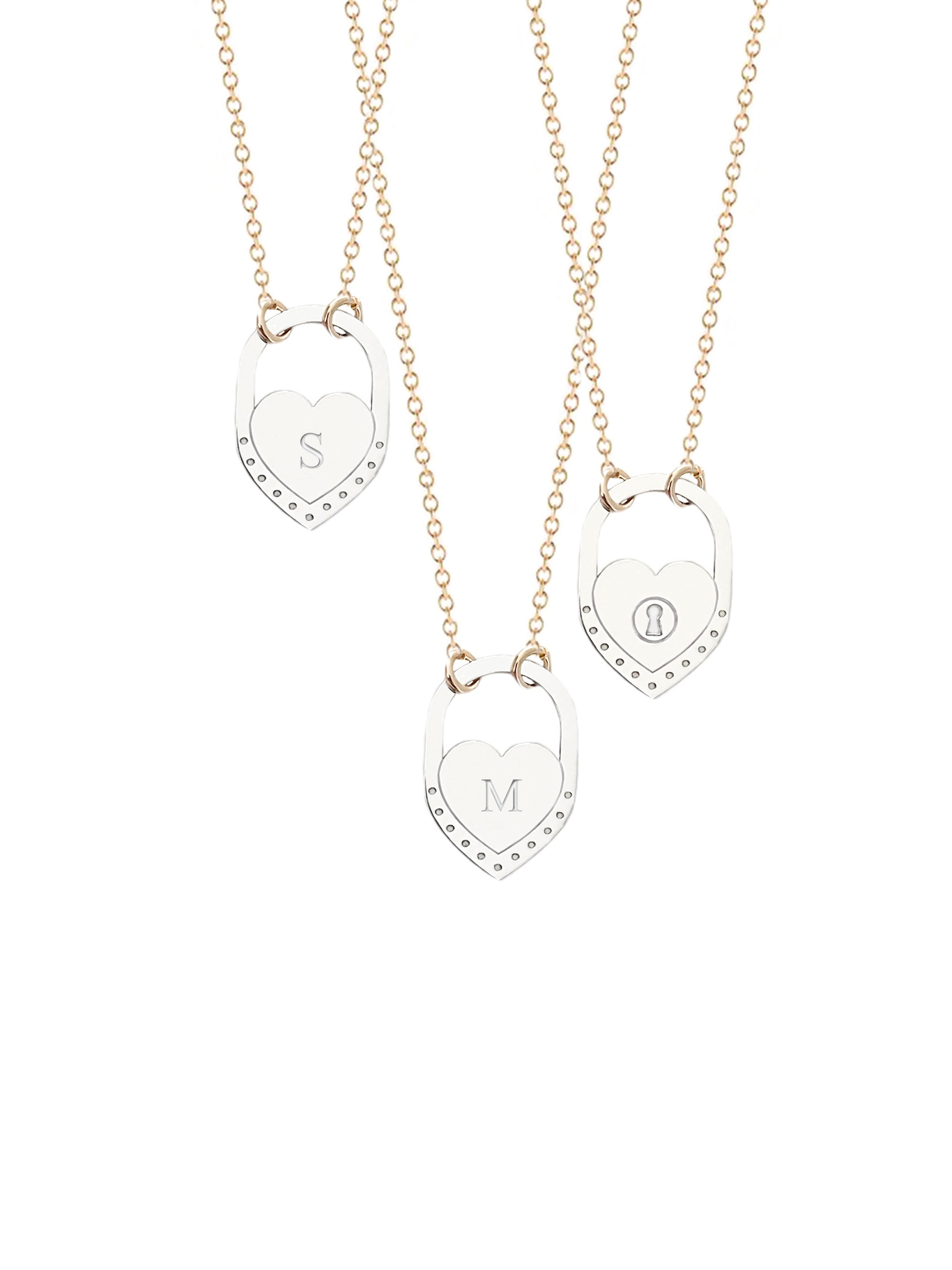 Miles Heart Personalized Lock Necklace