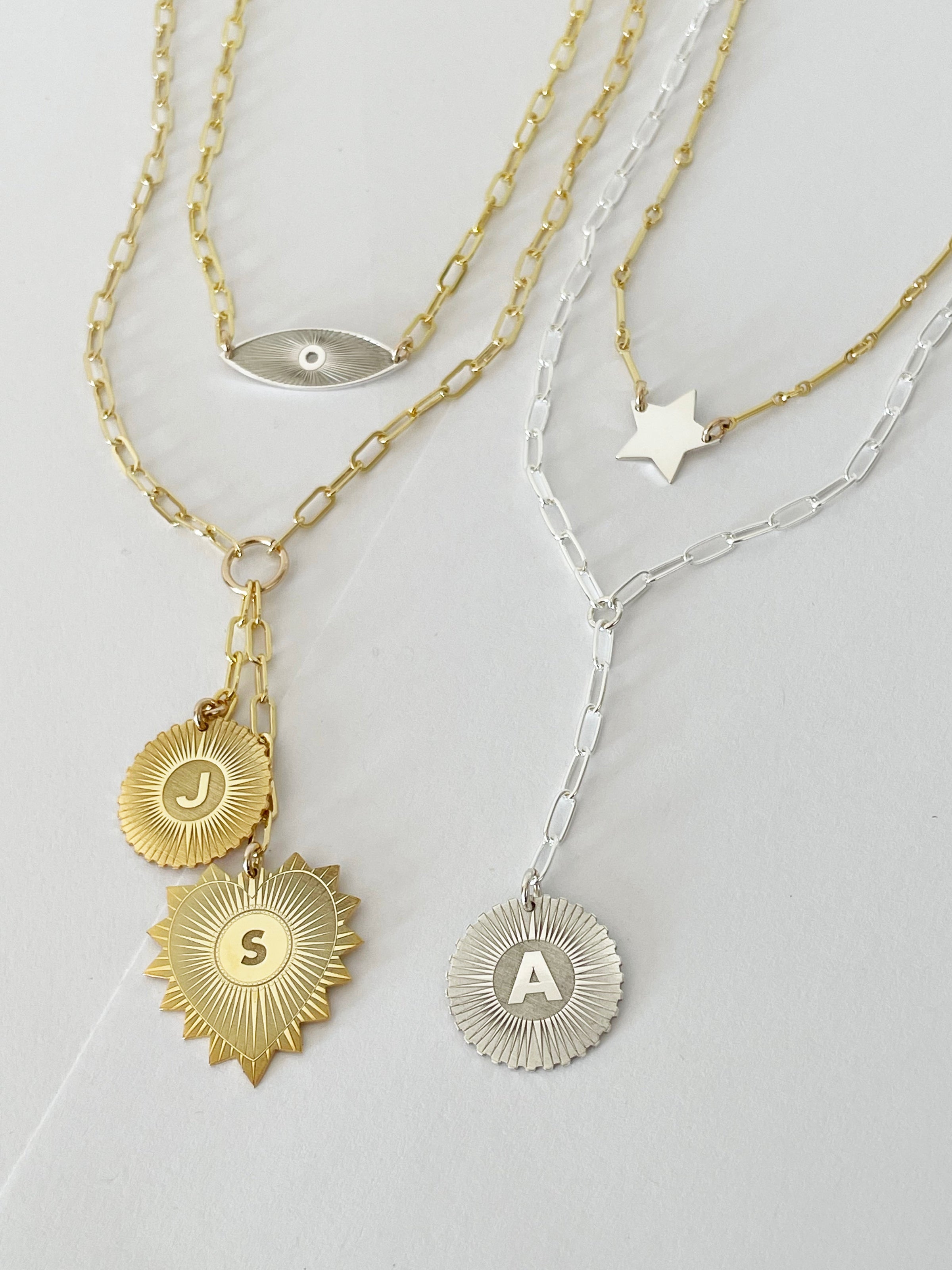 Vesta Multiple Initial Medallion Lariat