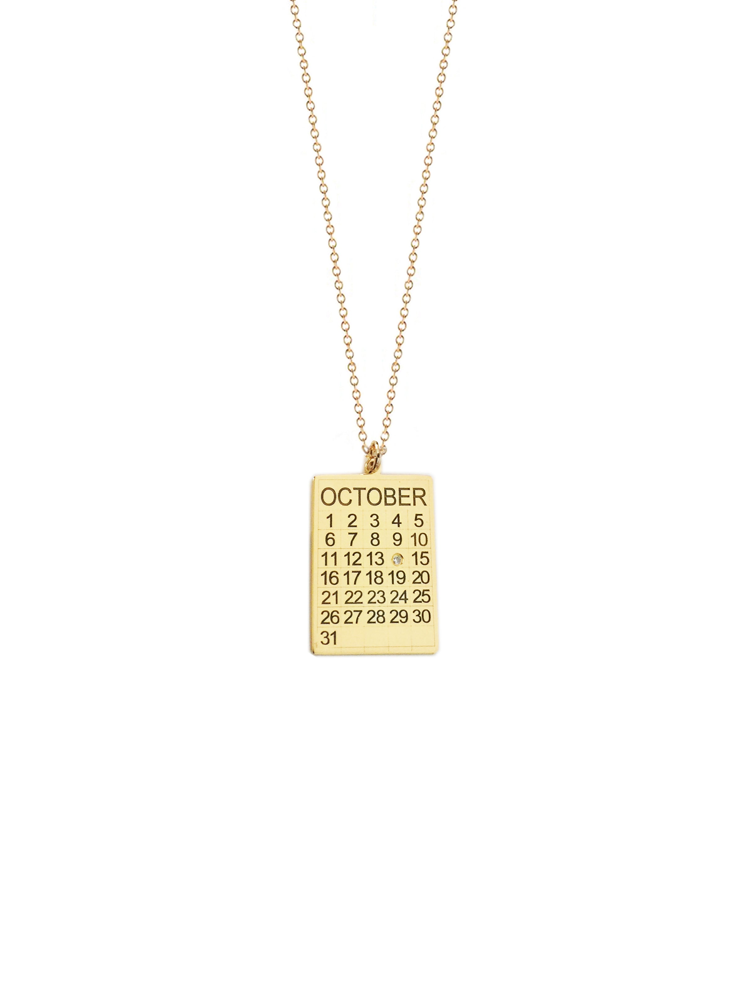 Calendar Diamond Charm Necklace