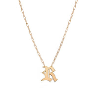 Gothic Initial Paperclip Necklace