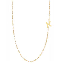 Hebrew Side Initial Paperclip Necklace