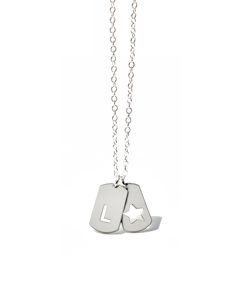Initial Mini ID Tag Necklace