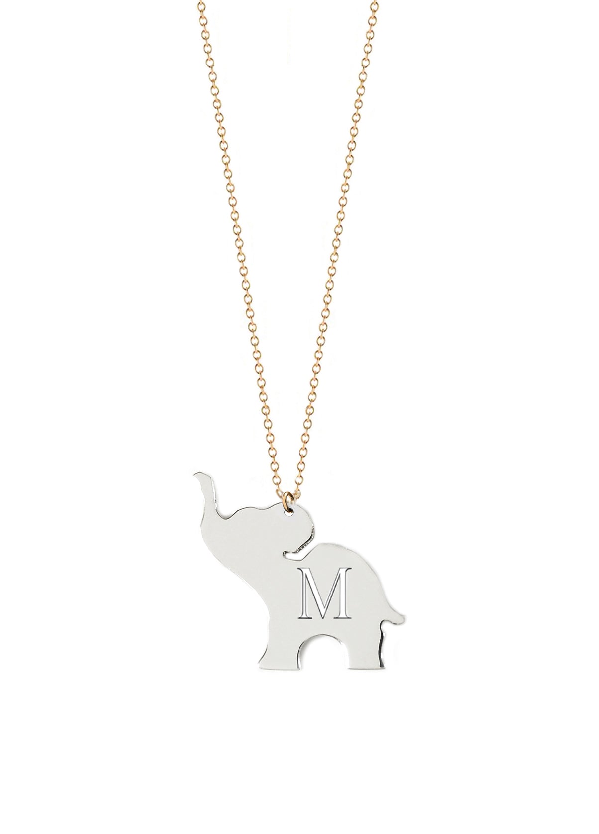 Good Luck Elephant Initial Necklace