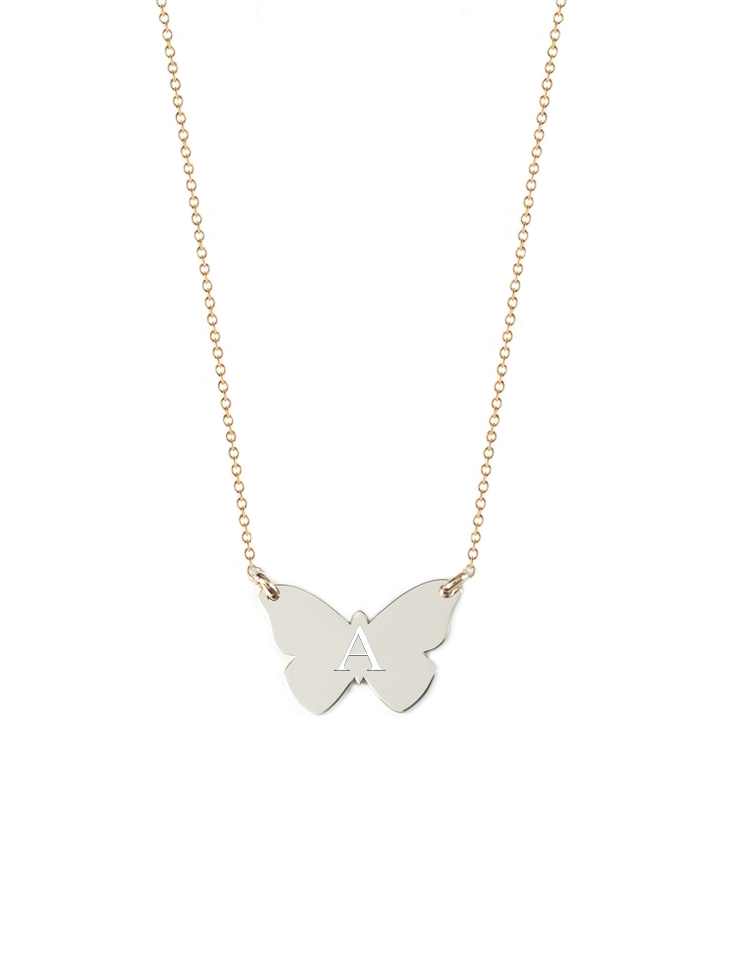 Monarch Butterfly Initial Necklace