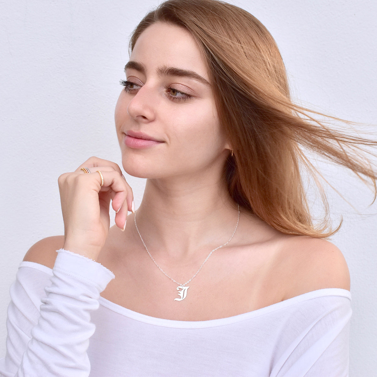 Noah Gothic Initial Necklace