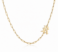 Noah Gothic Side Initial Paperclip Necklace