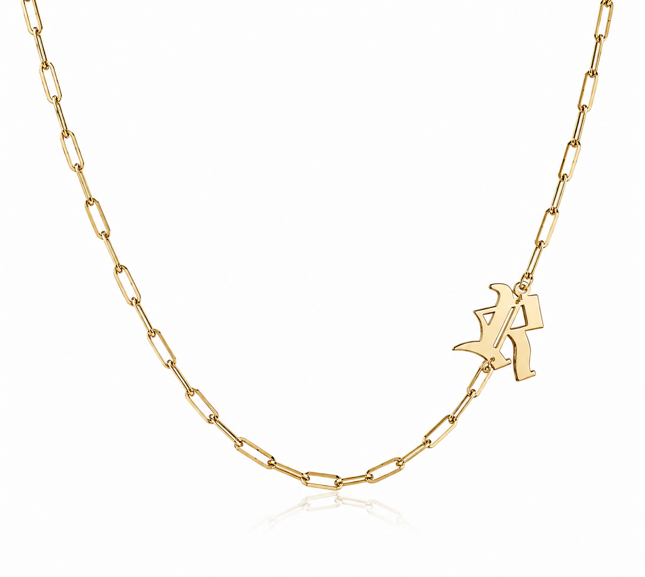 Noah Gothic Side Initial Paperclip Necklace