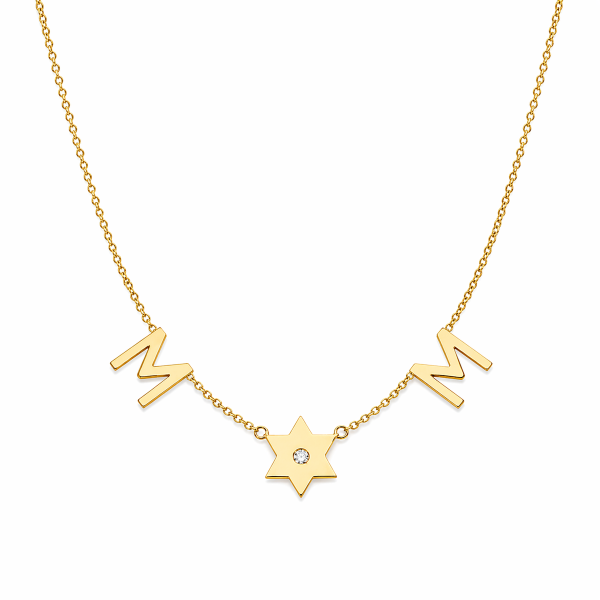 Taly Initials and Star of David Diamond Necklace