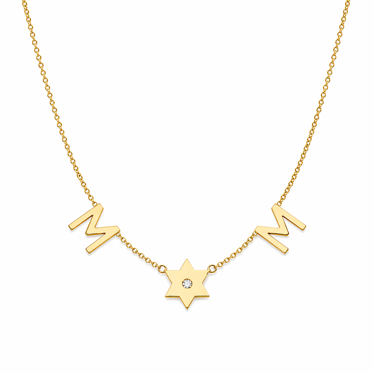 Taly Initials and Star of David Diamond Necklace