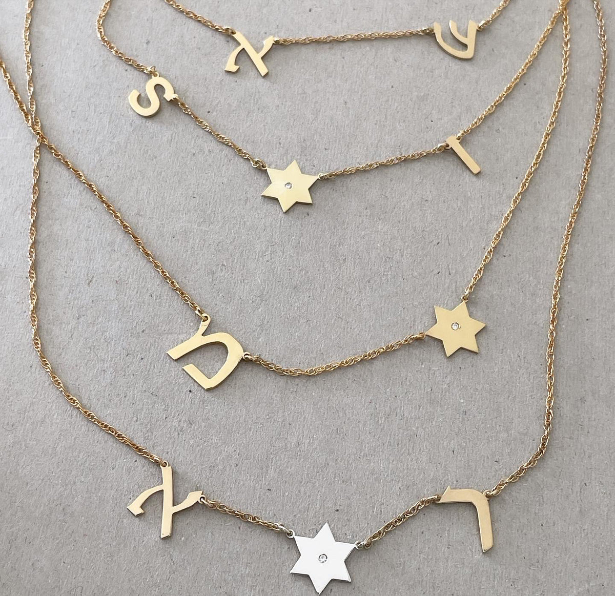 Taly Initials and Star of David Diamond Necklace