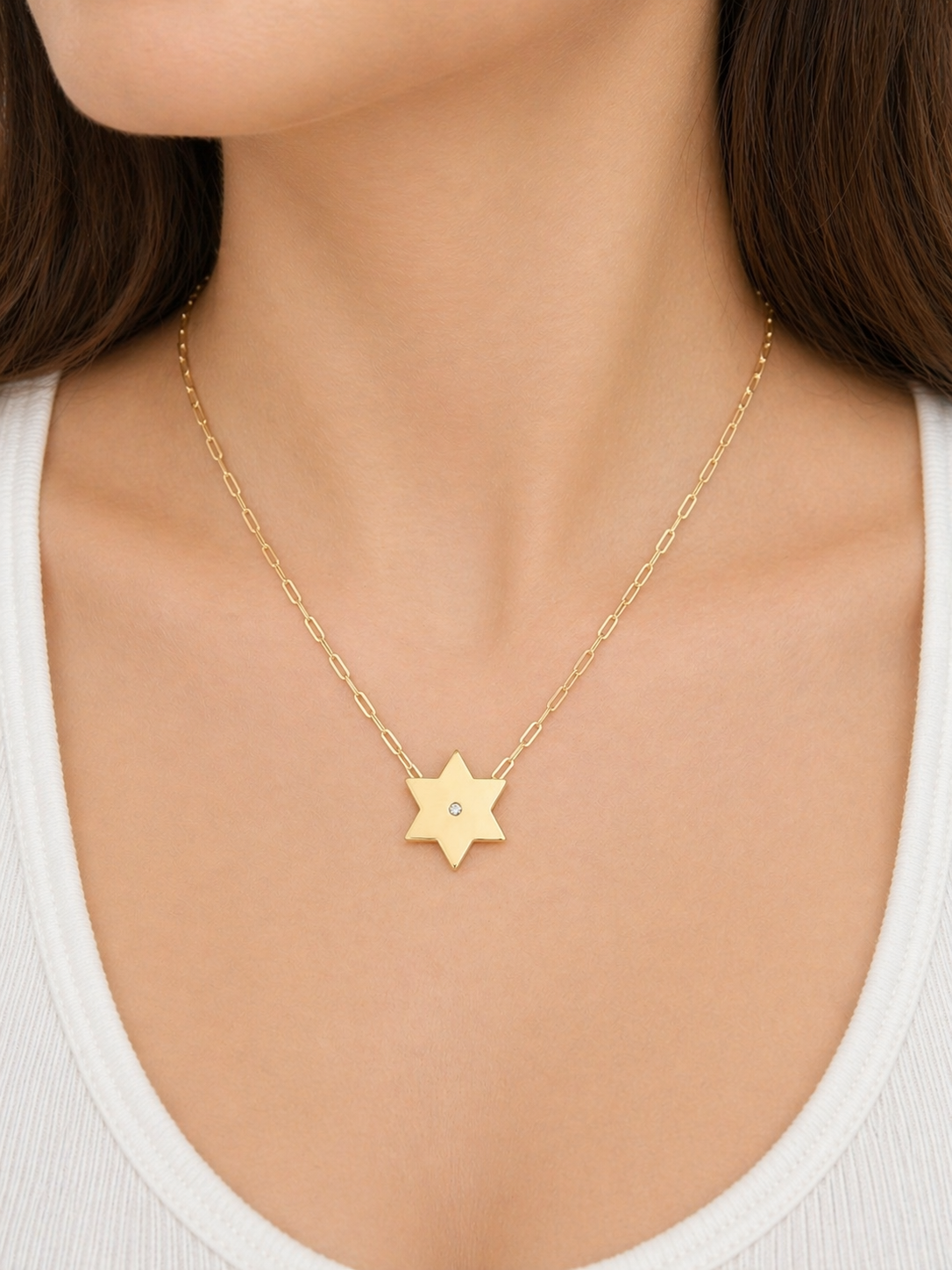 Lizy Star of David Paperclip Necklace