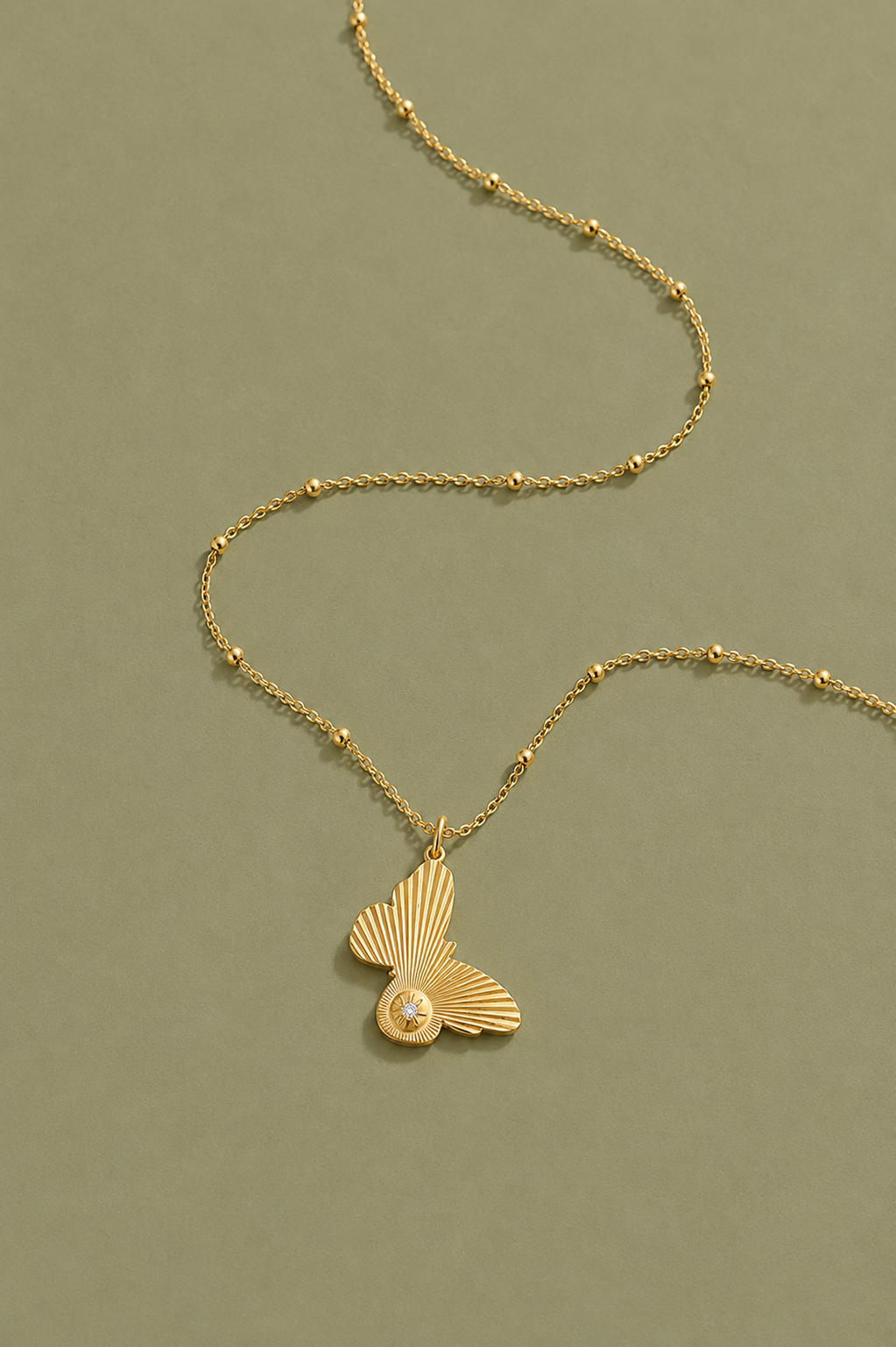 Sima Diamond Butterfly Medallion Necklace