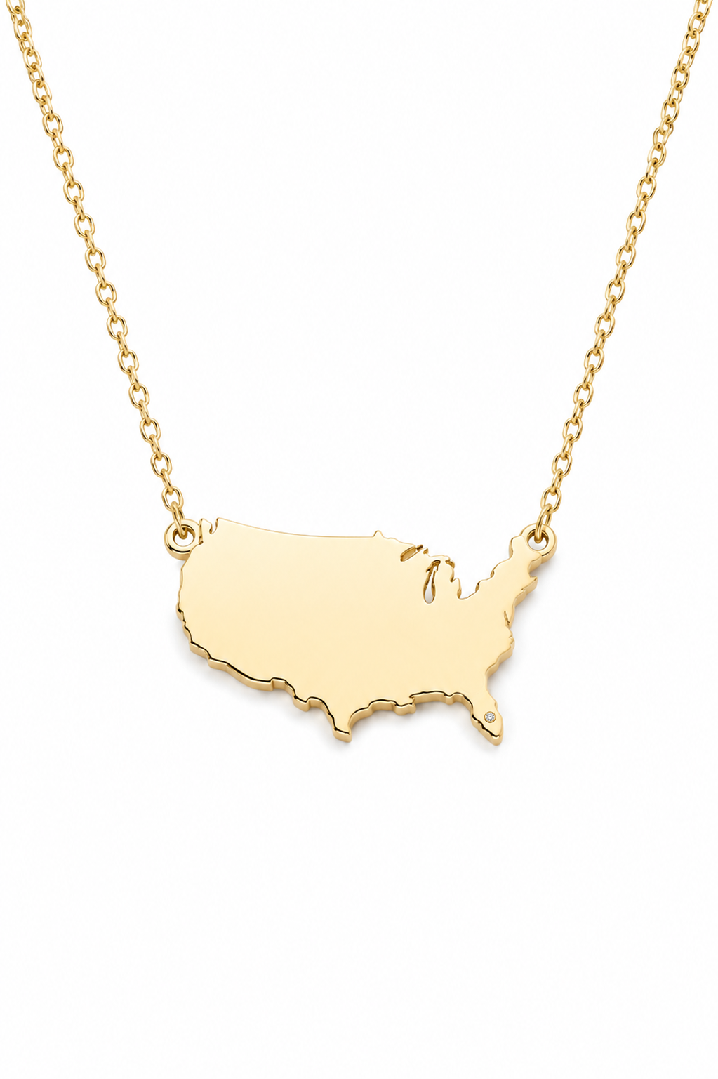 USA Diamond Map Necklace