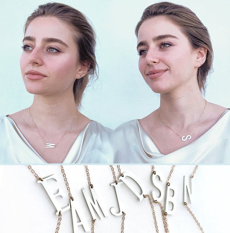 Juno Initial Necklace (Am Israel Chai)