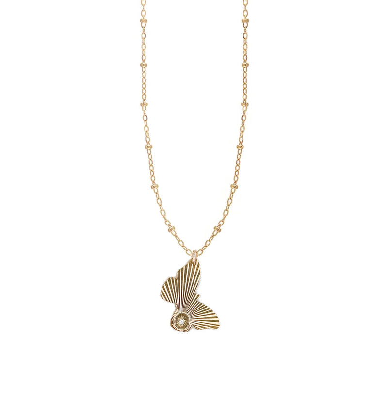 Sima Diamond Butterfly Medallion Necklace (Am Israel Chai)
