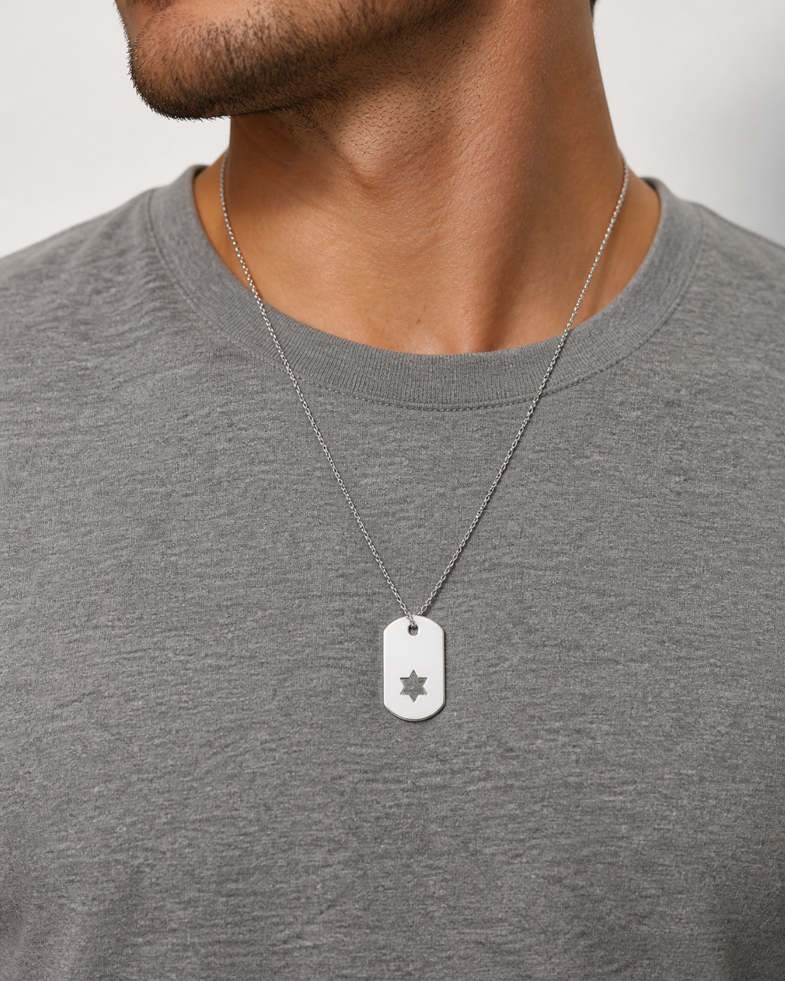 Star of David ID Tag Necklace
