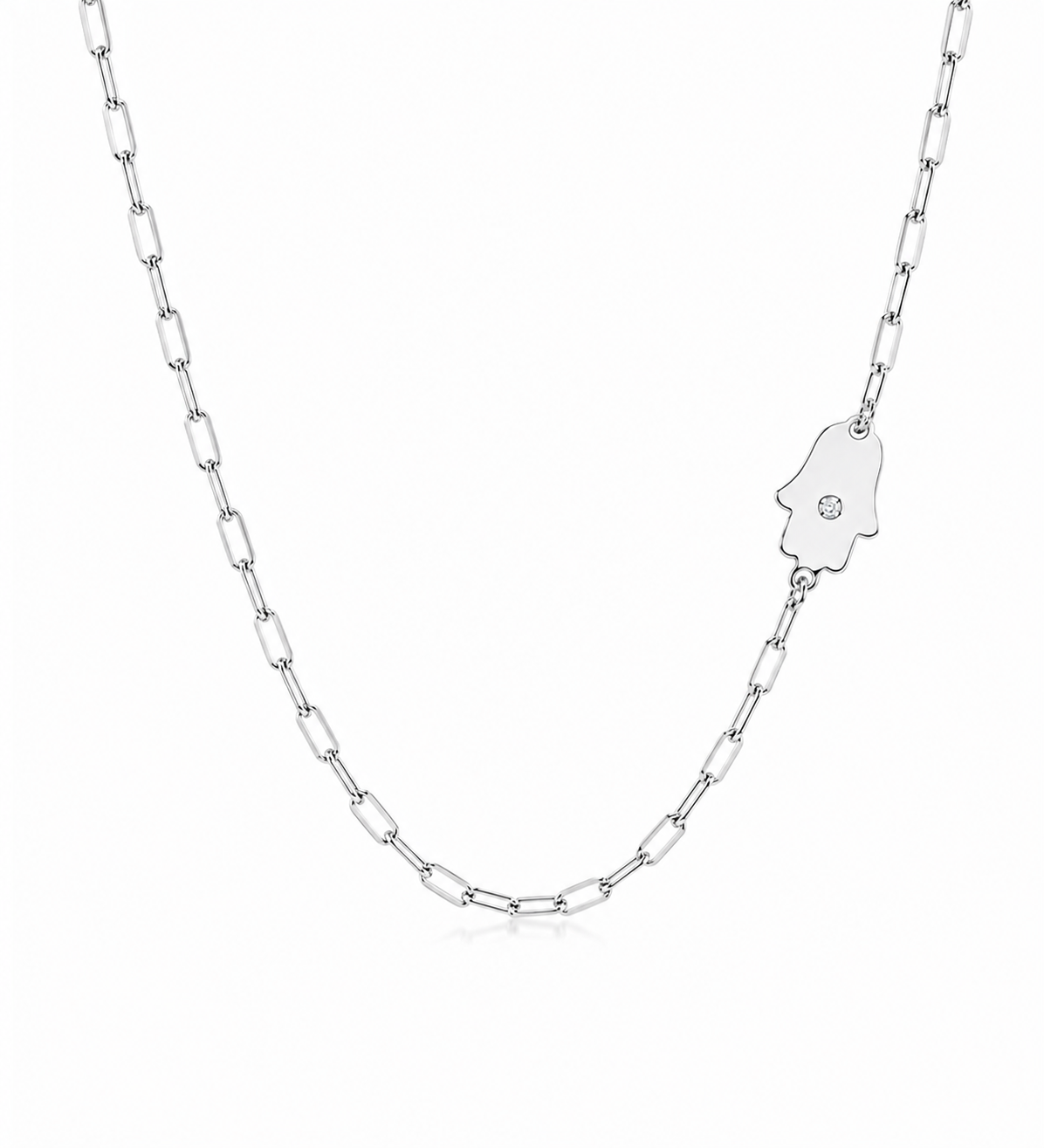Dani Hamsa Diamond Paperclip Necklace