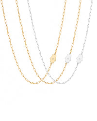 Dani Hamsa Diamond Paperclip Necklace