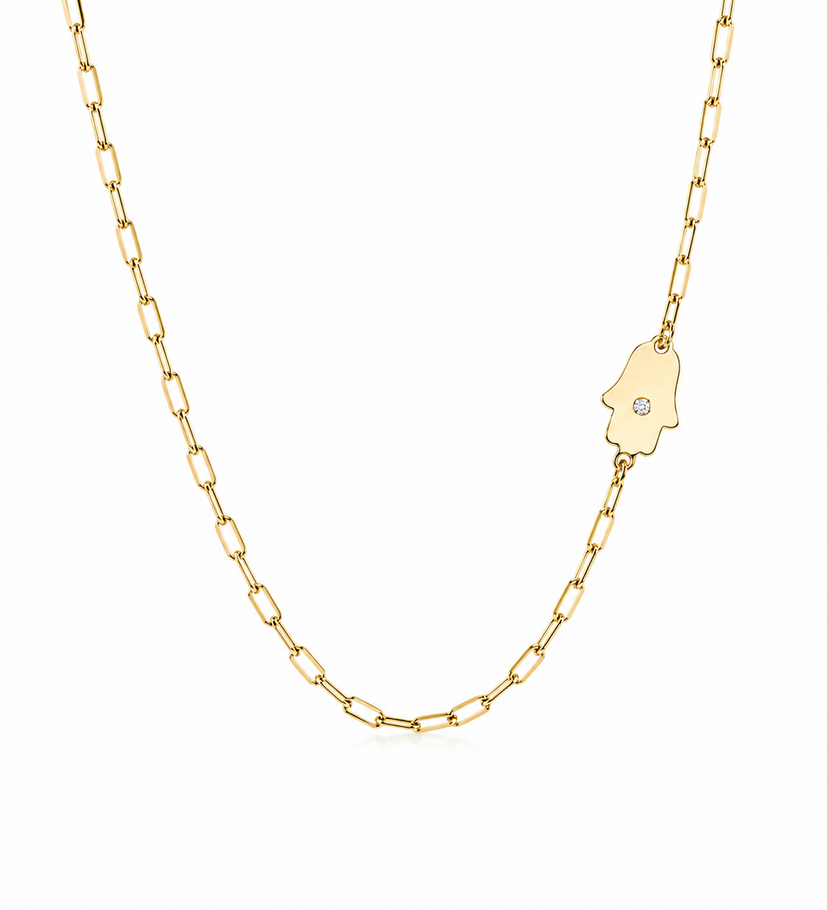Dani Hamsa Diamond Paperclip Necklace