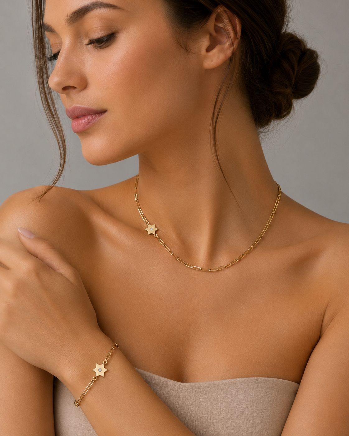 Dani Star of David Diamond Paperclip Bracelet | Anklet