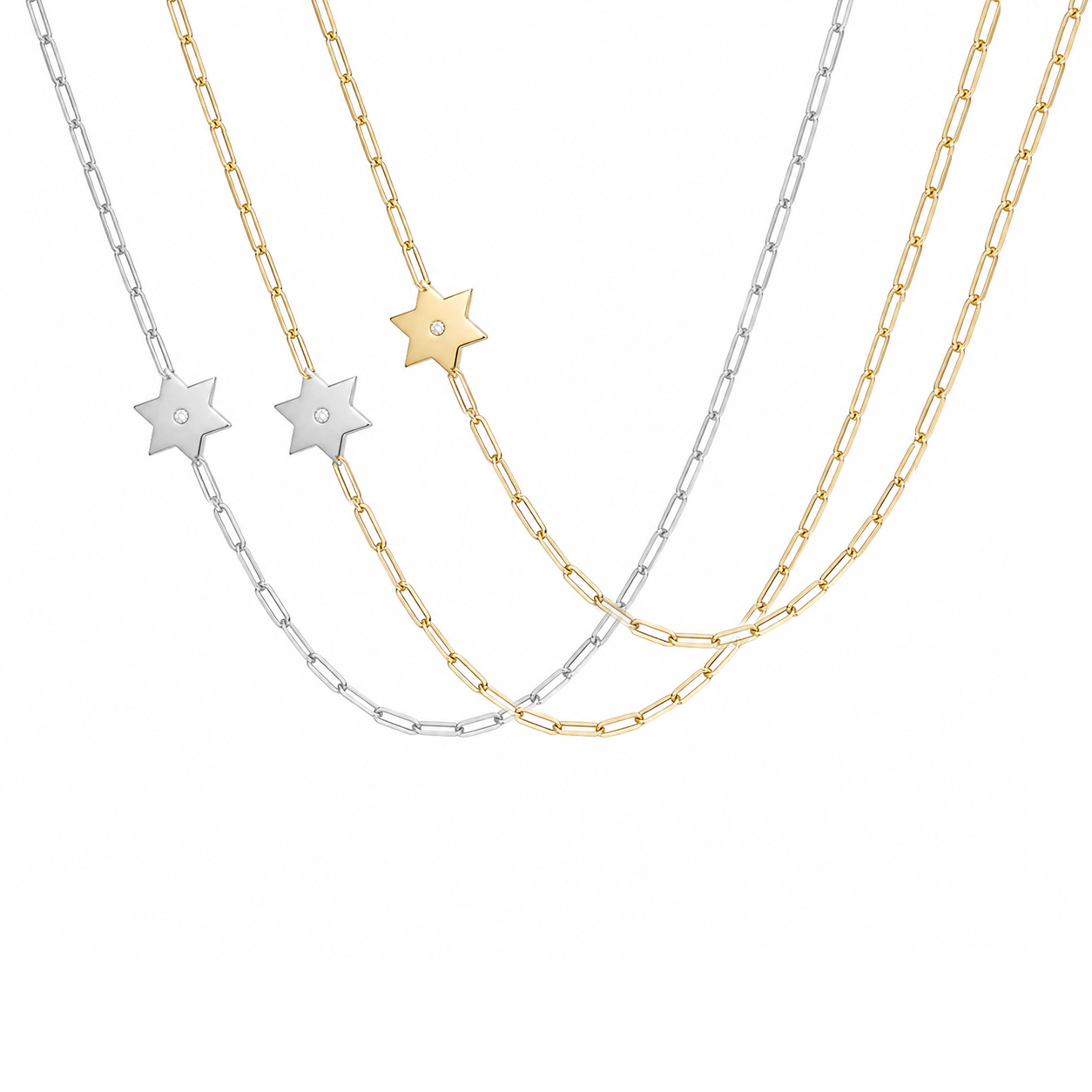 Dani Star of David Diamond Paperclip Necklace