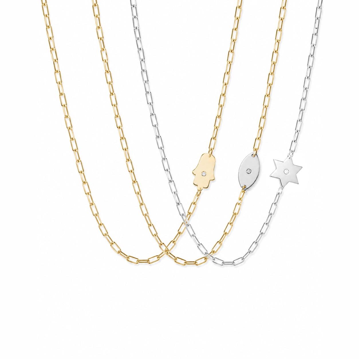 Dani Star of David Diamond Paperclip Necklace