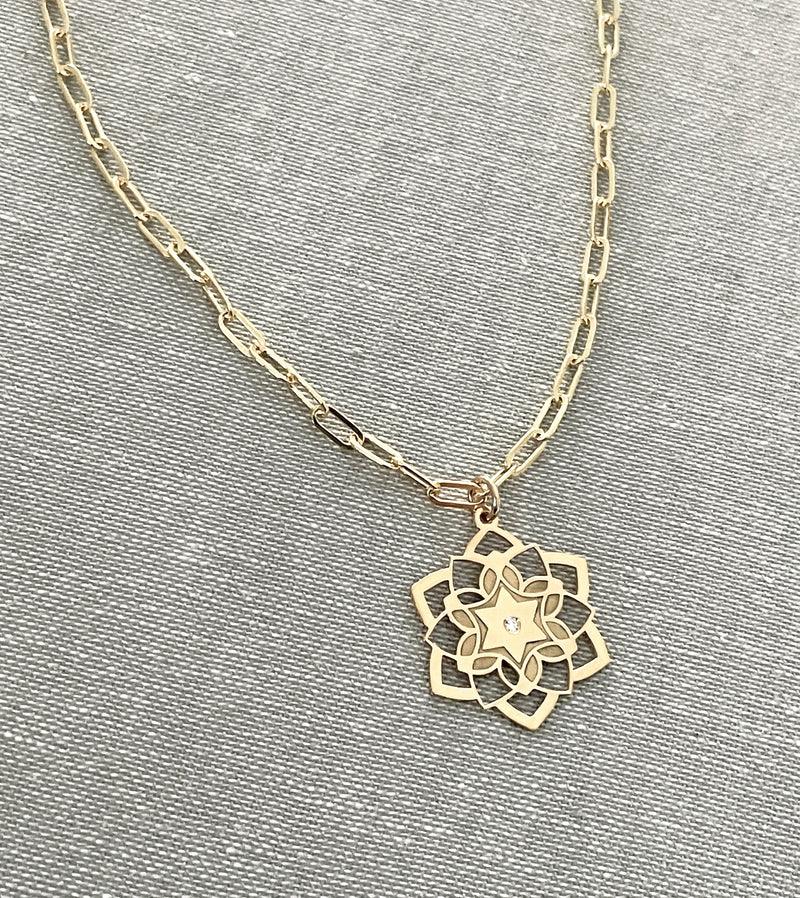 Fortuna Star of David Diamond Paperclip Necklace