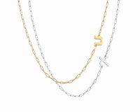 Hebrew Side Initial Paperclip Necklace