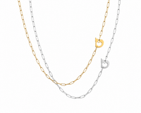 Hebrew Side Initial Paperclip Necklace