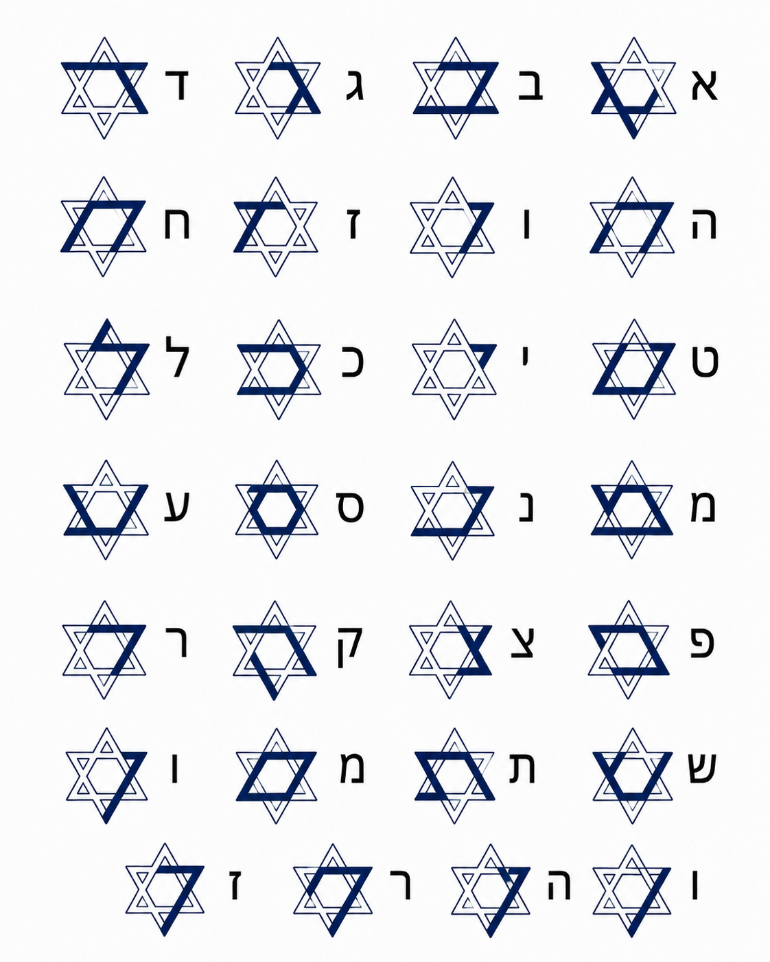 Alan Hebrew Initial Star of David Necklace