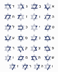 Alan Hebrew Initial Star of David Necklace