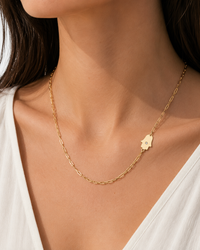 Dani Hamsa Diamond Paperclip Necklace