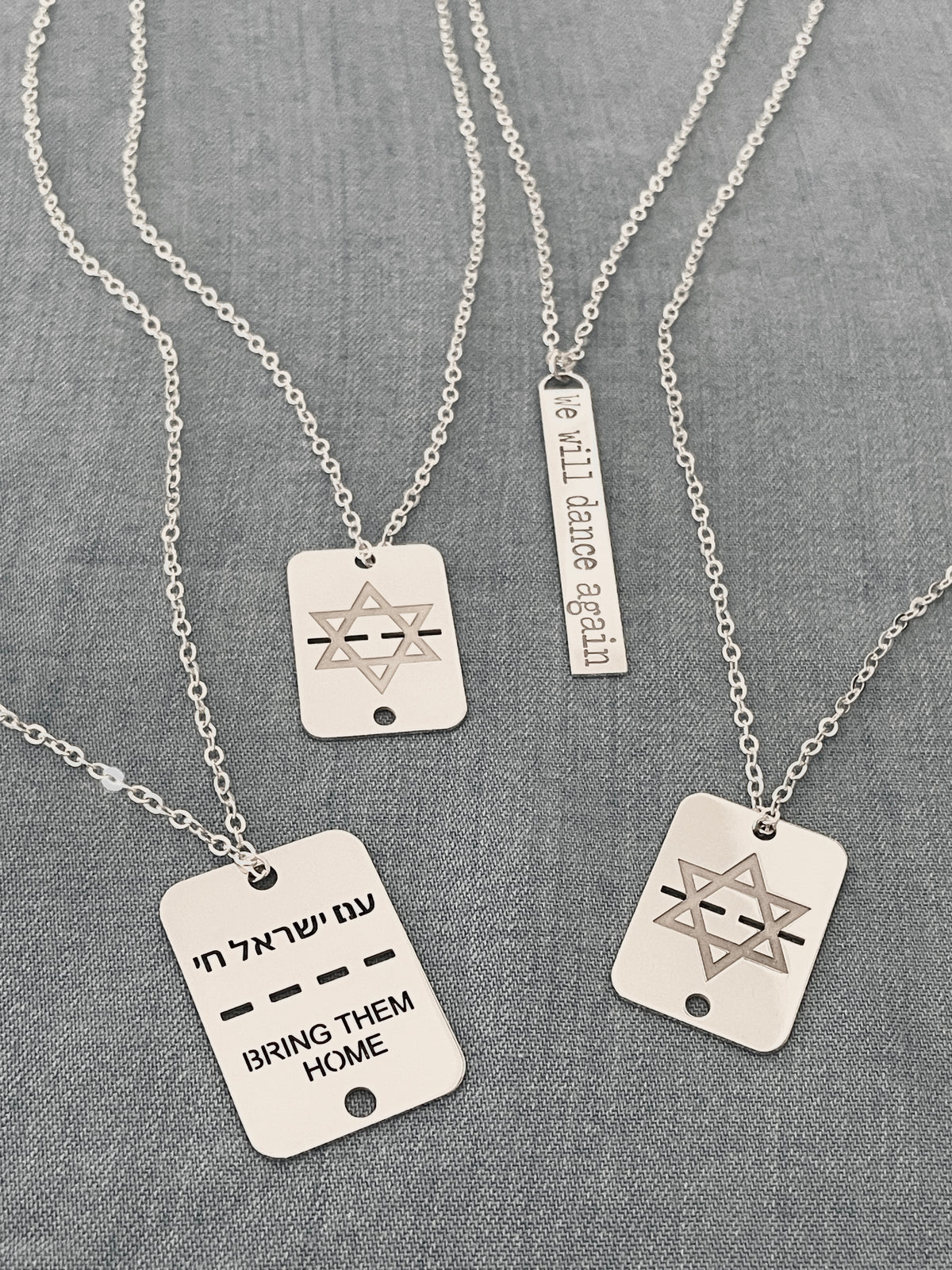 Shield Star of David ID Tag Necklace