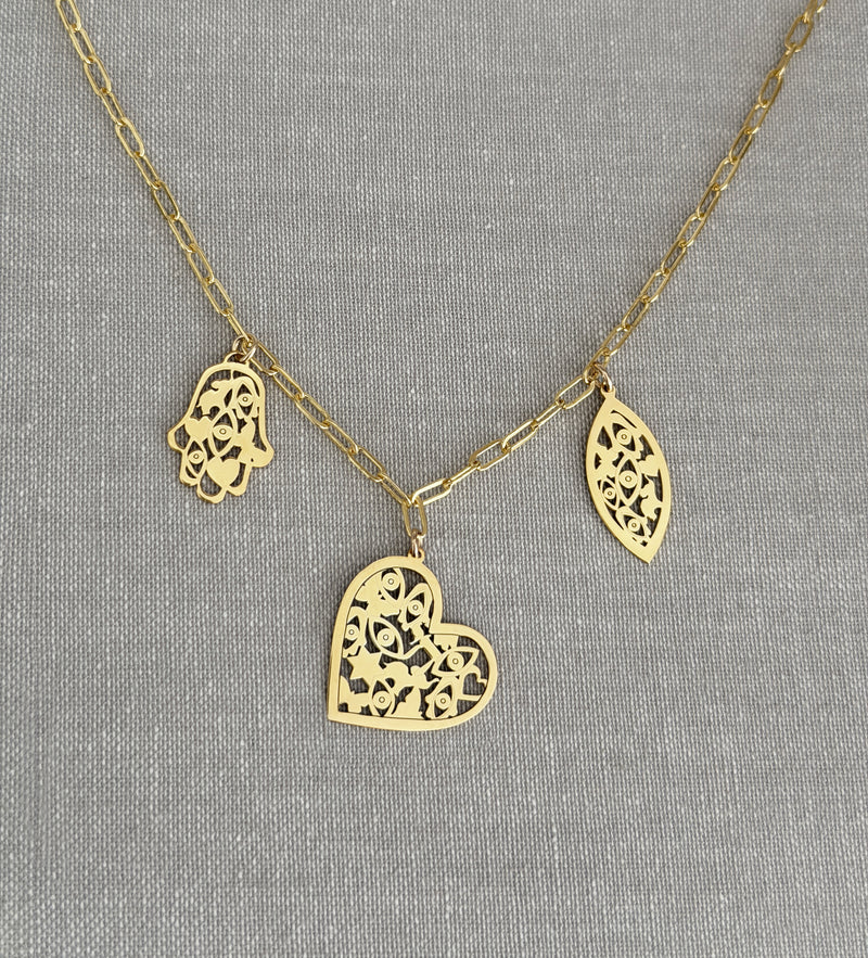 Mia Three Diamond Charm Necklace