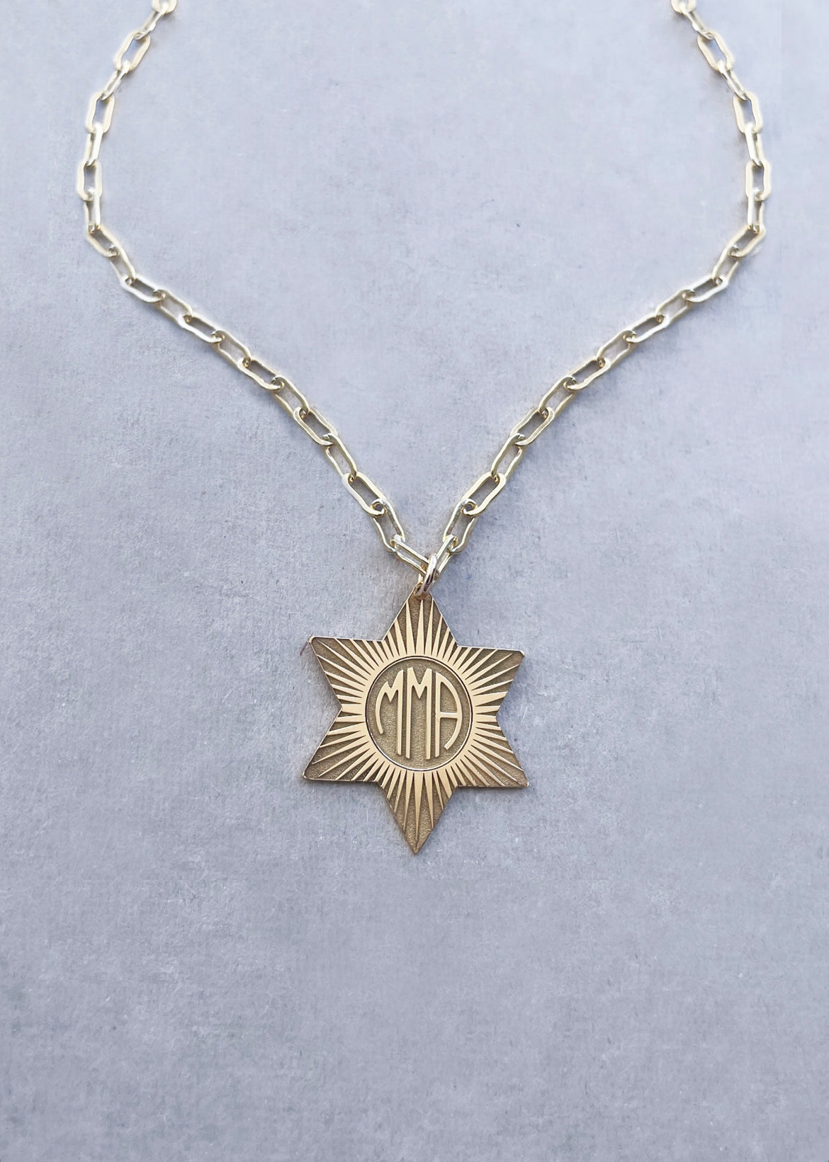 Magen David Monogram Medallion Necklace