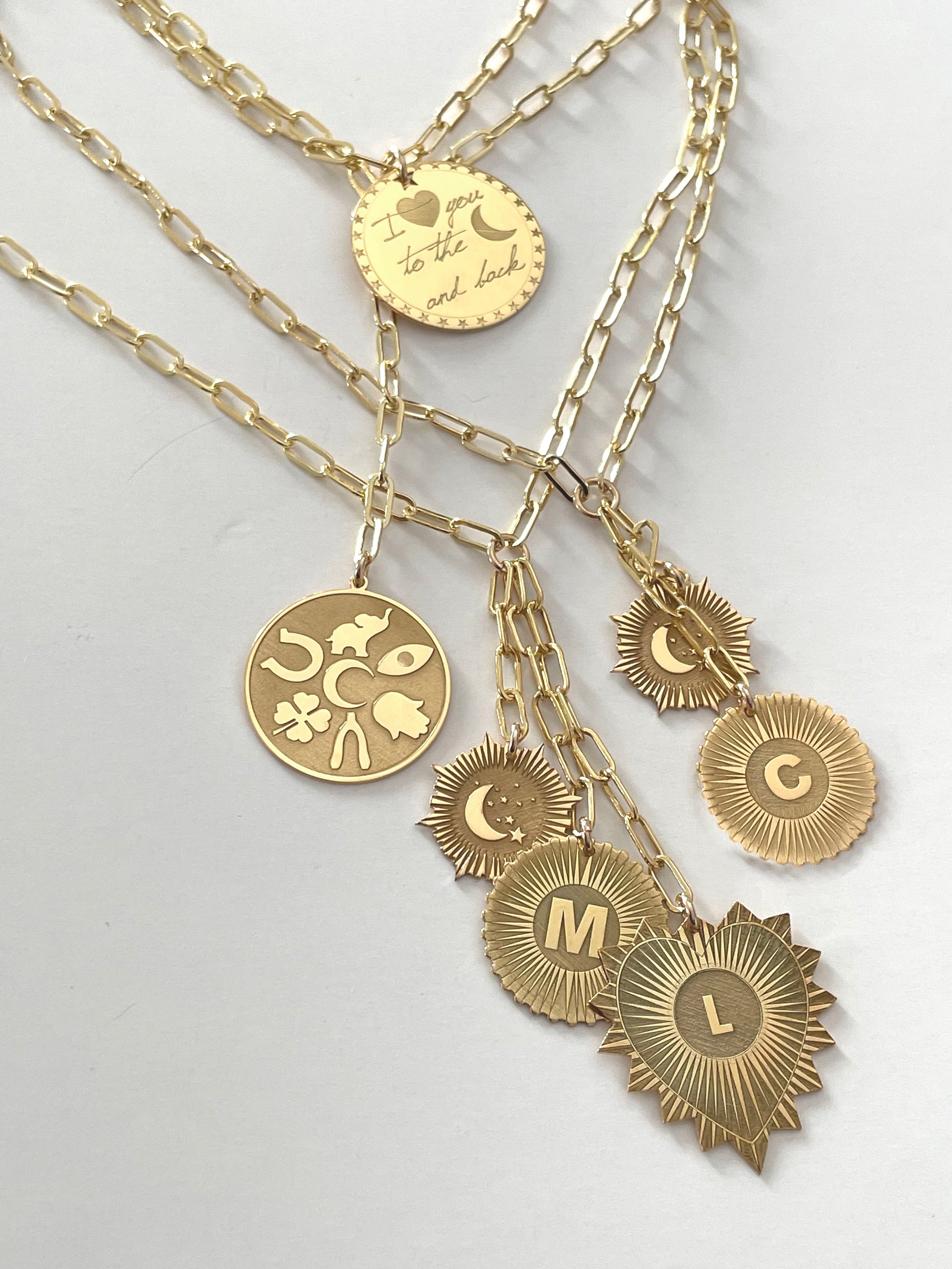Vesta Custom Three Medallion Lariat (Am Israel Chai)