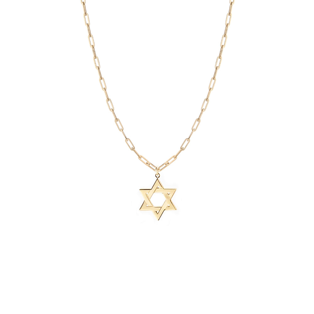 Jordan Star of David Paperclip Necklace