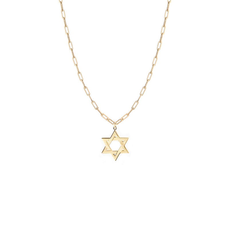 Jordan Star of David Paperclip Necklace