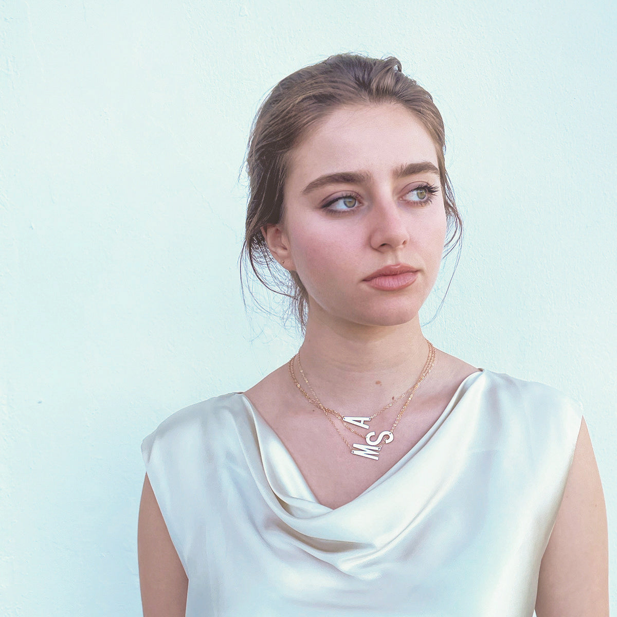 Juno Initial Necklace (Am Israel Chai)
