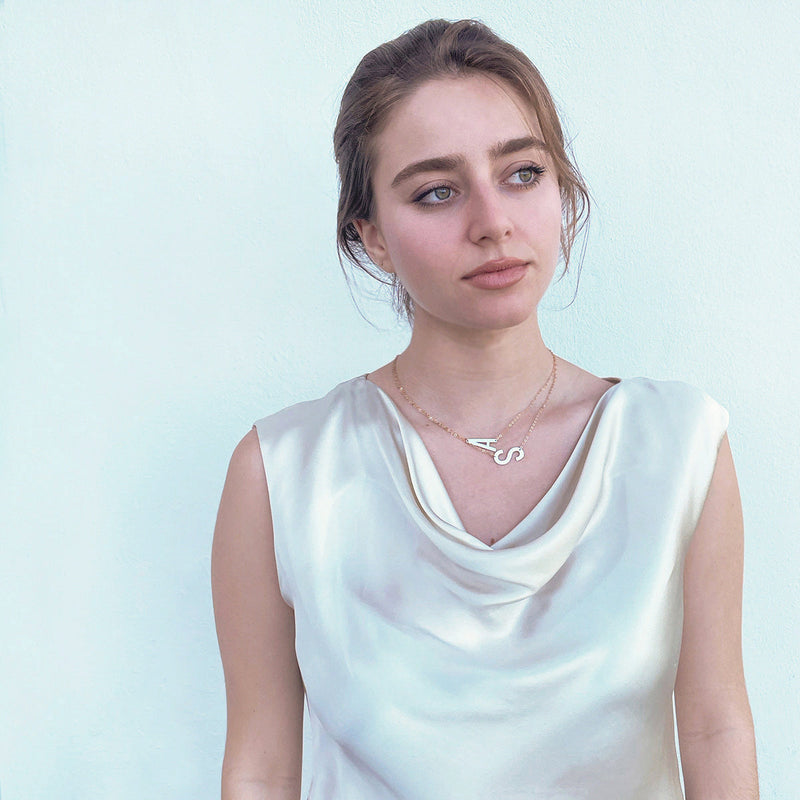 Juno Initial Necklace (Am Israel Chai)