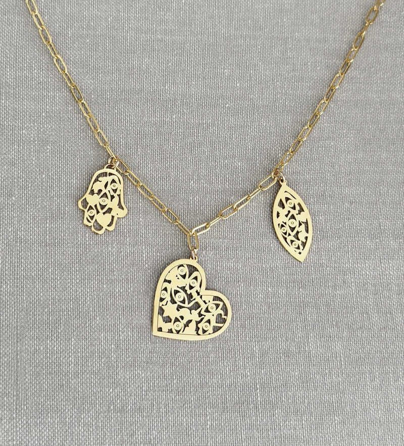 Mia Three Diamond Charm Necklace