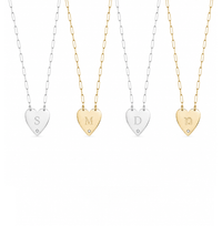 Mijal Diamond Heart Initial Necklace