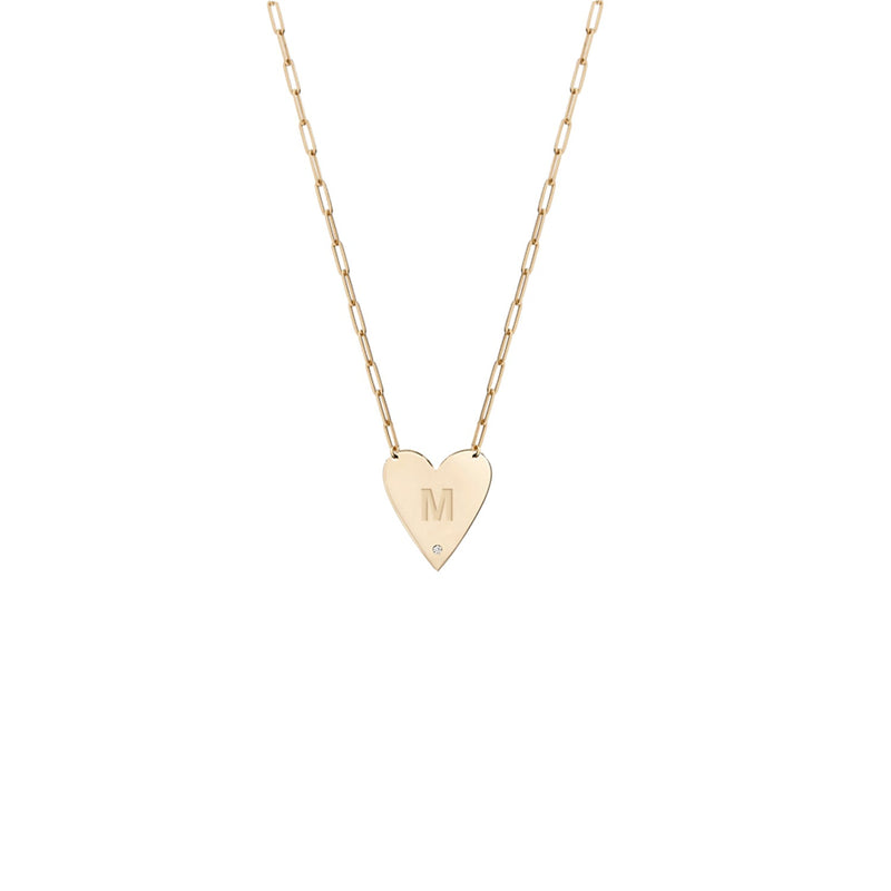 Mijal Diamond Heart Initial Necklace (Am Israel Chai)