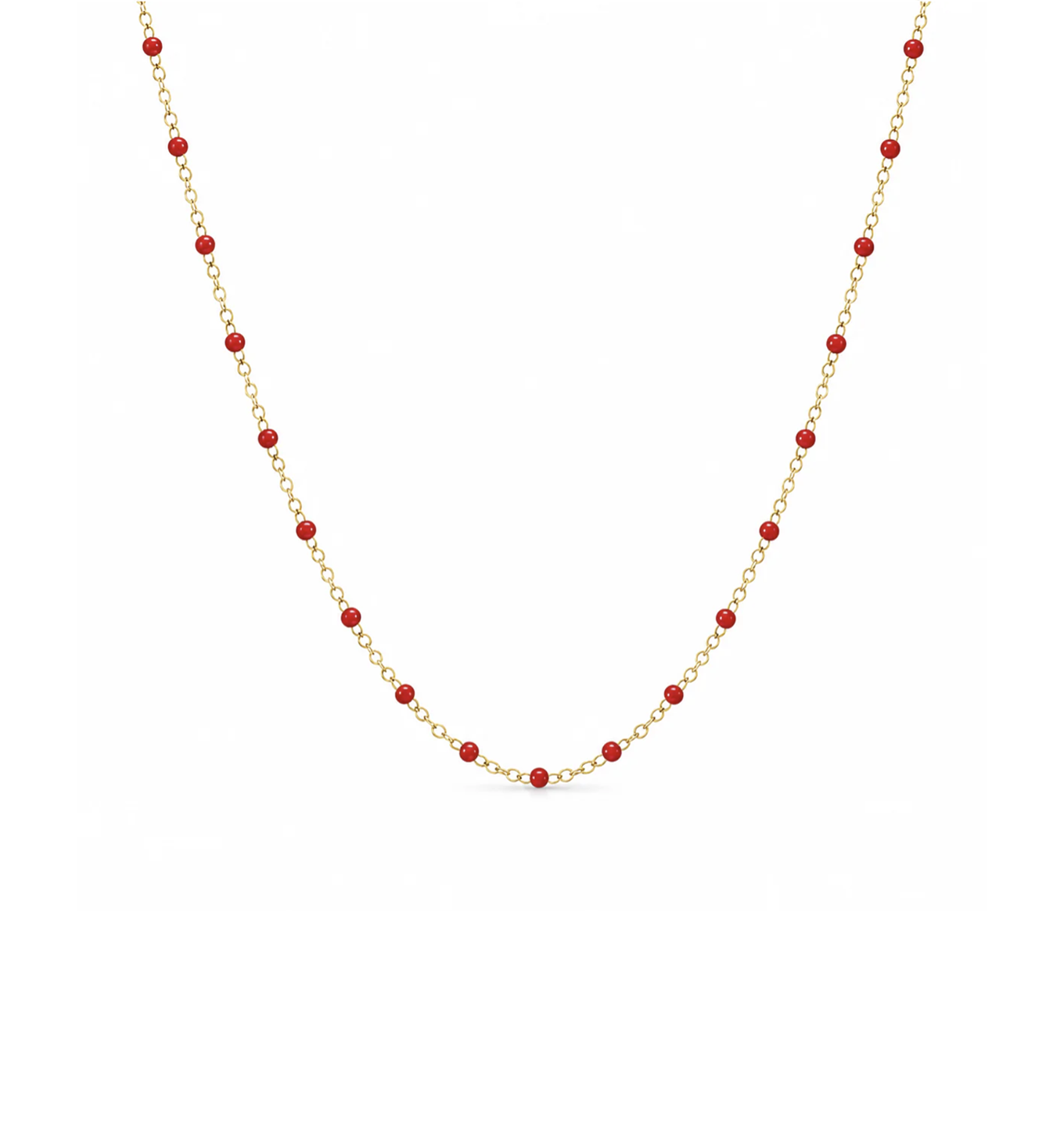 Mia Red Coral Enamel Beaded Chain