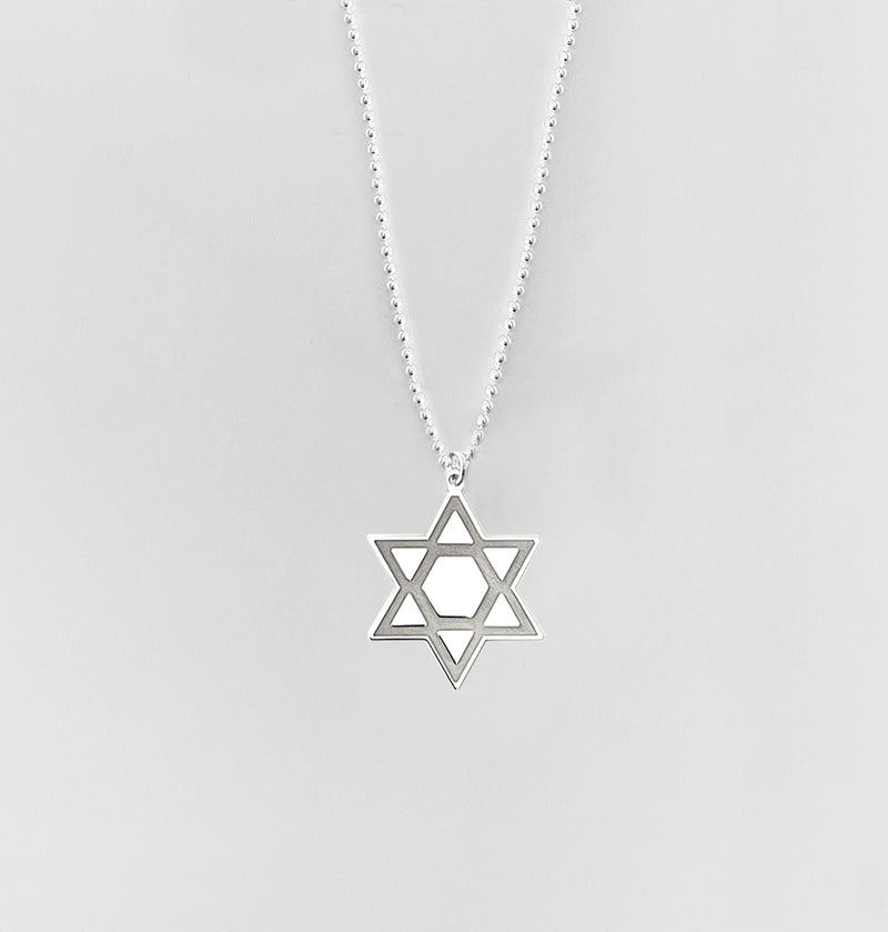 Star of One Magen David Necklace Beaded Chain