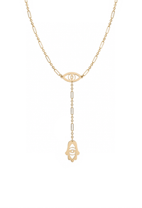 Steph Evil Eye and Hamsa Lariat Necklace