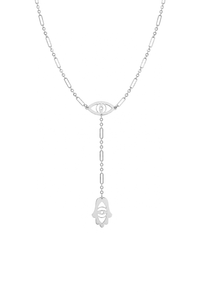 Steph Evil Eye and Hamsa Lariat Necklace