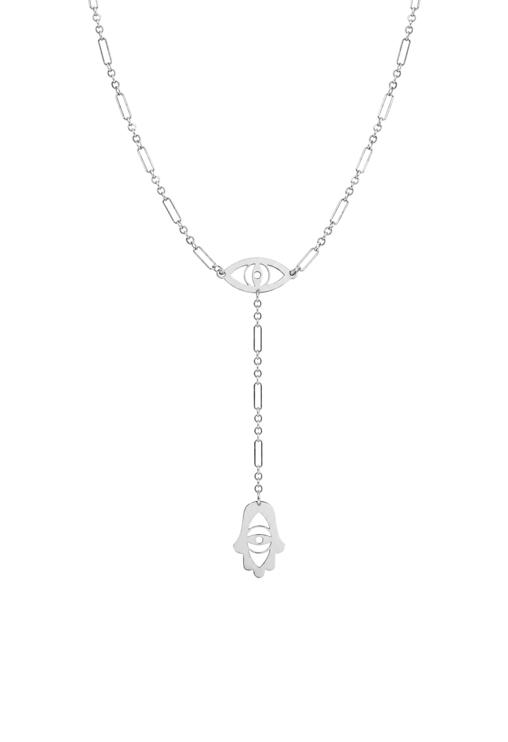 Steph Evil Eye and Hamsa Lariat Necklace